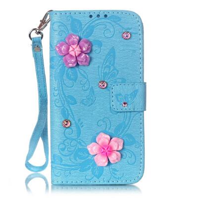 

Blue Butterfly Design PU Leather Flip Cover Wallet Card Holder Case for IPHONE 6PLUS