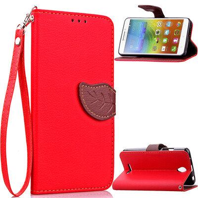 

Red Design PU Leather Flip Cover Wallet Card Holder Case for Lenovo A5000