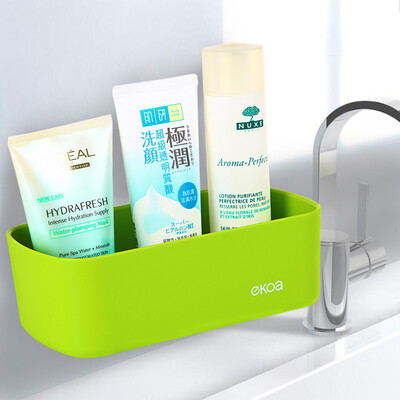 

【Jingdong Supermarket】 Billion high EKOA bathroom racks bathroom toilet paper box free hole wall-mounted storage box sucker multi-function kitchen store box rose red
