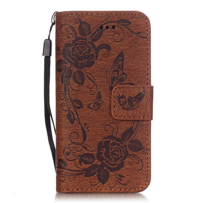 

Brown Butterfly Design PU Leather Flip Cover Wallet Card Holder Case for IPHONE 5