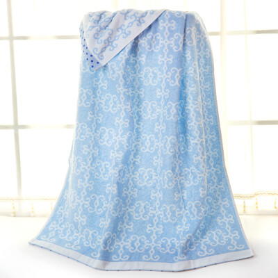 

Matt towel home textile cotton yarn-dyed jacquard soft absorbent floral shower blue 70 140cm 370g