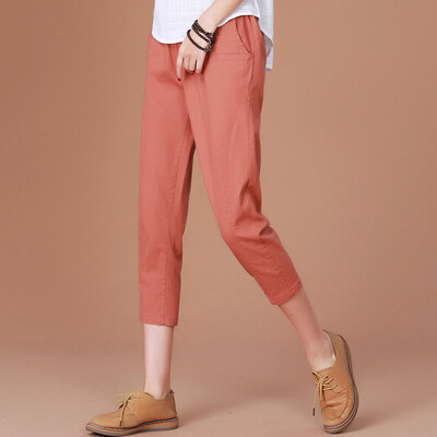 

City Plus CITYPLUS Art Retro Harlan Pants Loose Waist Seven Loose Casual Pants CWKX173258 Rust Red L