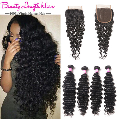 

Peruvian Deep Wave With Closure Beauty Length 4 Bundles With Closure Peruvian Deep Wave Virgin Hair With Lace Closure