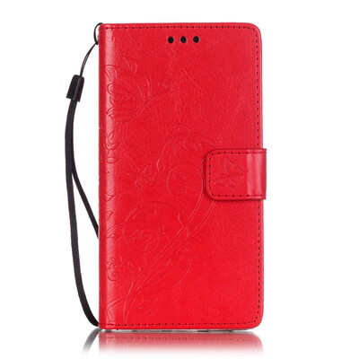 

Red Flower Design PU Leather Flip Cover Wallet Card Holder Case for HUAWEI P8LITE