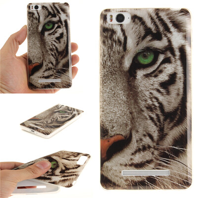 

White Tiger Pattern Soft Thin TPU Rubber Silicone Gel Case Cover for XIAOMI 4C4I