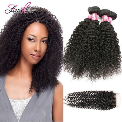 

Malaysian Virgin Hair With Closure Kinky Curly Human Hair Bundles With Lace Closure Malaysian Virgin Hair 4 Bundles With Closure