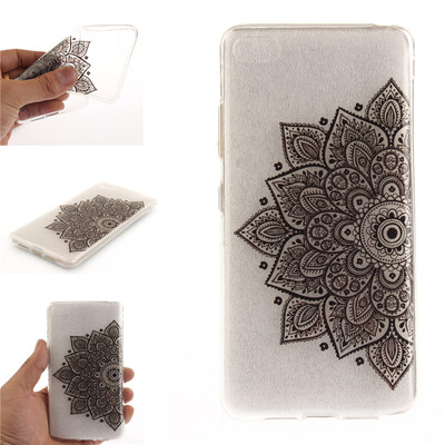 

Black half flower Pattern Soft Thin TPU Rubber Silicone Gel Case Cover for Lenovo S90