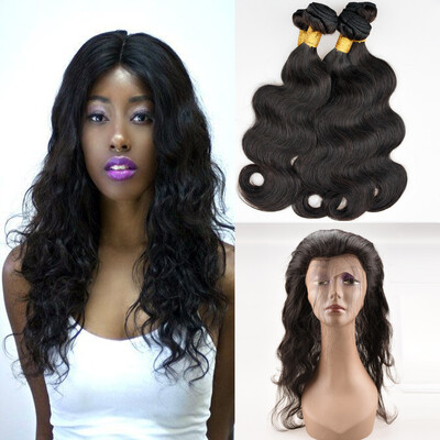 

Pre plucked 360 Lace Frontal Closure with Bundles Virgin Human Hair Peruvian Body Wave 360 Lace Frontal with Bundle with Baby Hair