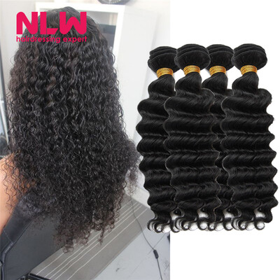 

N.L.W. 10A Brazilian virgin human hair 4 bundles Deep wave hair extensions