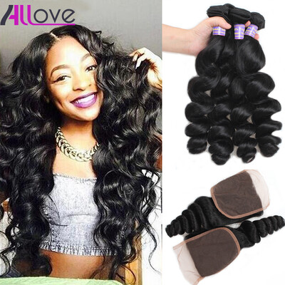 

7A Malaysian Loose Wave With Closure 3 Bundles Malaysian Virgin Hair With Lace Closure Full Loose Wave Human Hair With Closure