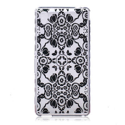 

Black flowers Pattern Soft Thin TPU Rubber Silicone Gel Case Cover for SONY Xperia M4 Aqua