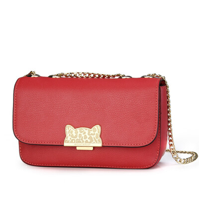 

Montessori (MONTAGUT) ladies chain small square bag cute cartoon cat head shoulder Messenger bag R5312156223 watermelon red