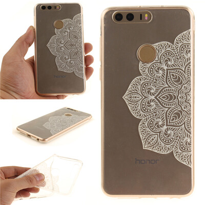 

Half white flowers Pattern Soft Thin TPU Rubber Silicone Gel Case Cover for HUAWEI Honor 8