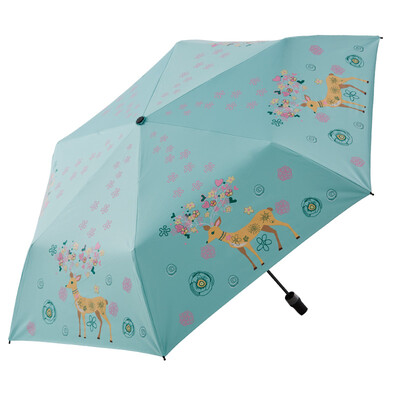

Jingdong Supermarket heaven umbrella umbrella three fold inlaid 6 bone double saddle skeleton ultra-light all shade black rubber sunscreen 53cm × 6K 30222EJC Smart deer 3