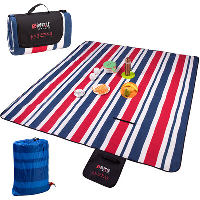 

Still roasted picnic mats flannel aluminum film moisture-proof mats outdoor effect tents mats thickened double-sided beach mats children crawling mats stripes mat 2 m 2 m