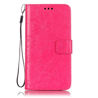 

Rose Flower Design PU Leather Flip Cover Wallet Card Holder Case for SONY M4 QUA