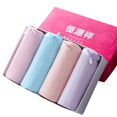 

Hengyuan Xiang solid color underwear women in the waist hollow lace sexy breathable women's briefs 4 mixed color G0206 L code