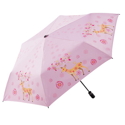 

Paradise Umbrella Parasol 3 fold inversion 6 bone double saddle skeleton ultra light full shading black plastic sunscreen umbrella 53cm×6K 30222EJC smart deer 2 pink