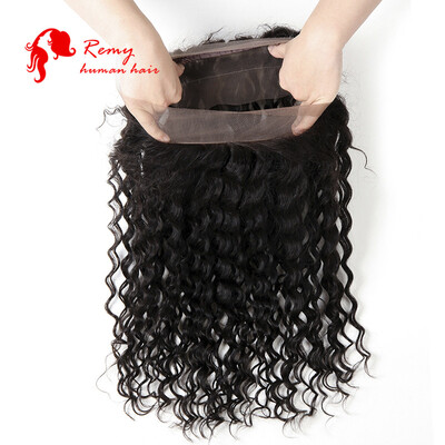 

CZ Hair 360 Lace Frontal Closure 225x4x2 inch Brazilian Virgin Hair 100 Unprocessed Human Hair Deep Wave Full Lace Frontal Closu
