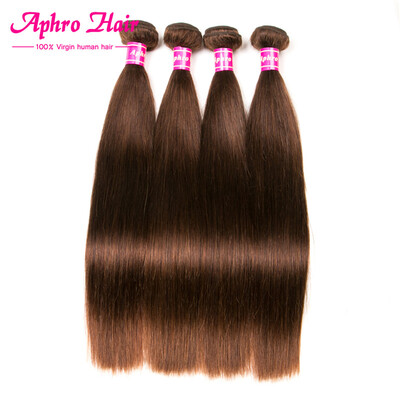 

Aphro Hair Brazilian Virgin Hair 8A Human Hair 4 Bundles Straight Hair 4 Light Brown Color 8-28 inches