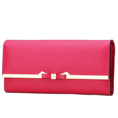 

Monster MONTAGUT wallet women long section two fold bow Korean version of the big money clip folder Ms simple buckle R5222056214 pink