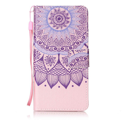 

Purple Sunflower Design PU Leather Flip Cover Wallet Card Holder Case for Huawei Honor 8