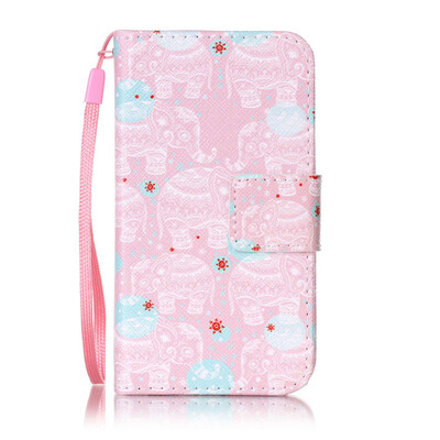 

Pink Elephant Design PU Leather Flip Cover Wallet Card Holder Case for Samsung Galaxy J1 Mini