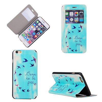 

Flying Birds Sky Design PU Leather Flip Cover Wallet Card Holder Case for iPhone 66S