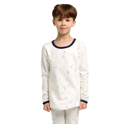 

VIV & LUL Children's underwear Men's underwear sets Baby autumn clothes Chloe pajamas Sleeve sets DV418319 This white full print 140cm