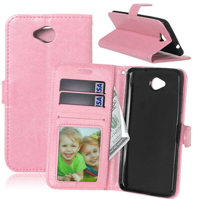 

Pink Style Classic Flip Cover with Stand Function and Credit Card Slot for Microsoft Lumia 650