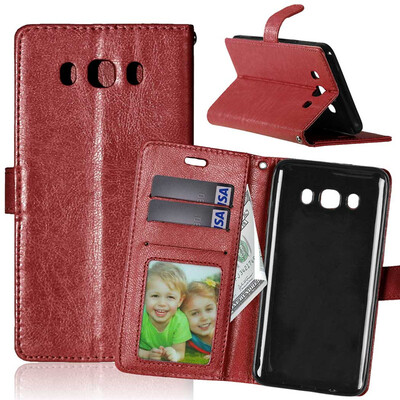 

Brown Style Classic Flip Cover with Stand Function and Credit Card Slot for Samsung GALAXY J3 Pro