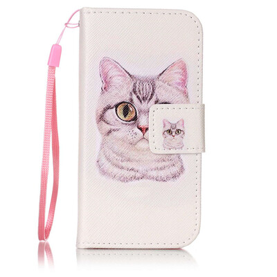 

Короткие волосы Cat Дизайн PU кожа флип Обложка Кошелек Карты Держатель чехол для Apple iPhone 5C