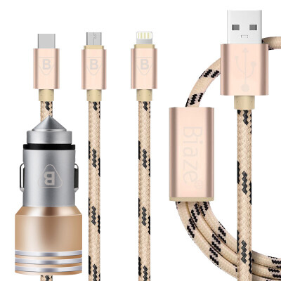 

Biyer Car Charger + Triple (Apple / Andrews / Type-c) Mobile Data Cable Set MC6 Car Charger Cable Set