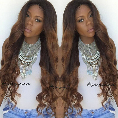 

8A Soft Brazilian Virgin Human Hair Glueless Full Lace Human Hair Wigs 1bT Brown Ombre Body Wave Lace Front Wigs For Black Women