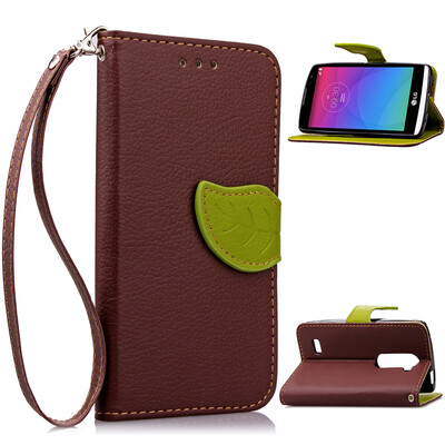

Brown Design PU Leather Flip Cover Wallet Card Holder Case for LG Leon C40
