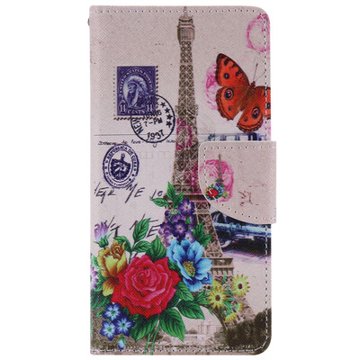 

Butterfly Tower Design PU Leather Flip Cover Wallet Card Holder Case for SONY M2