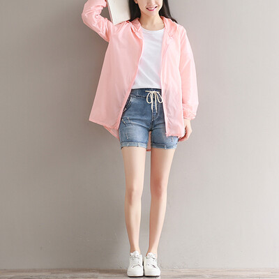 

City plus CITYPLUS arts&crafts sunscreen clothing school wind hooded thin coat long section sunscreen shirt CWWT174469 pink all