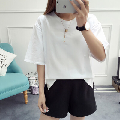 

VIVAHEART Korean casual fashion solid color round neck t-shirt short-sleeved shirt female VWTD174138 possession of blue S