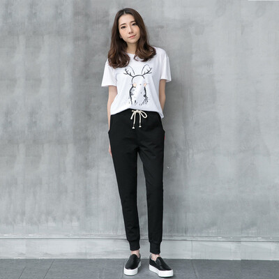 

City Plus CITYPLUS Arts Fan elastic sports pants loose version of the type of Harlan prints pants casual pants CWKX174167 dark gray