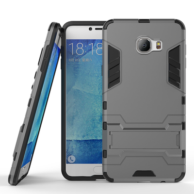 

Серый Slim Robot Armor Kickstand Ударопрочный жесткий корпус из прочной резины для SAMSUNG GALAXY C7