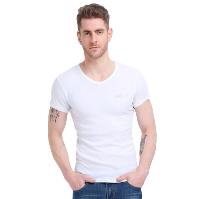 

Bosideng Men&39s Tank Men&39s T-Shirt Short Sleeve Cotton V-Neck Shirt Pure Color Pervious T-shirt Hyun White XXL