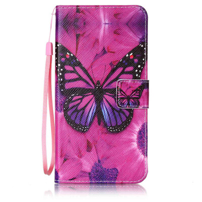 

Black Butterfly Design PU Leather Flip Cover Wallet Card Holder Case for Huawei Y6 II