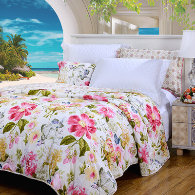 

Fu&39anna FuANNA home textiles summer cool quilt is the core cotton active printing summer can be washed air-conditioned by the left bank of flowers 15 meters bed 203cm 229cm yellow