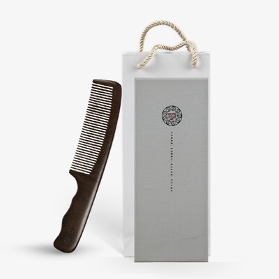 

Jingdong supermarket] palace court dark sandalwood comb thick tooth ripple long handle birthday gift gift box gift packaging H18-5