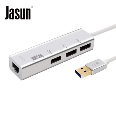 

Jason (JASUN) USB3.0 wired Gigabit Ethernet USB to RJ45 cable converter with 3 HUB / hub / splitter support Apple Mac Air free JS-050