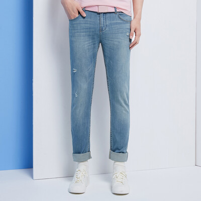 

Semir Semir джинсы мужчина студент летние мужские длинные брюки плотно отверстие светло-голубой деним 10215241918 33