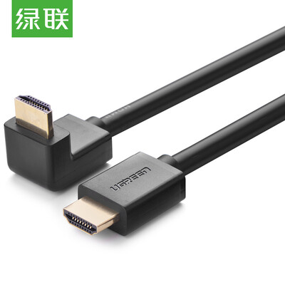 

Зеленый совместного кабель (UGREEN) HDMI 4K 3D цифровой HD кабель версия 2.0 интерфейсов 90 градусов изгиба наружу большая сторона компьютер, подключенный к проектору TV линии 1,5 м Черных 11109