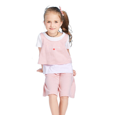

Balabala BALABALA female middle boy short sleeve suit summer middle child three sets of sleeved casual women 28192170154 pink 165