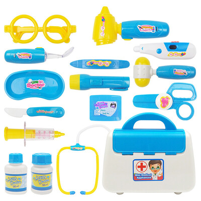 

Mother and child (babamama) doctor toy suite home tools children early education puzzle with photoelectric medicine box 15 B1001 blue