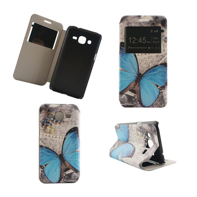 

Blue Butterfly Design Кожа PU откидной крышки Кошелек для карты памяти Чехол для Samsung Galaxy J2